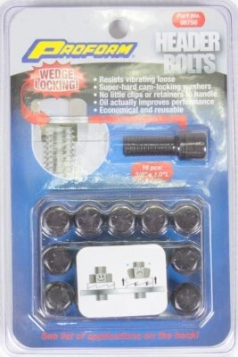 Proform 66756 Header Bolts, Locking, Hex, Steel, Black 1"UHL, 3/8-16 set of 16 - Image 1 of 4