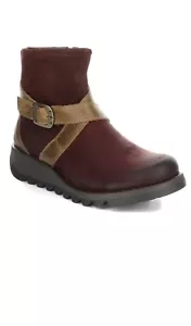 Fly London Red & Camel Sake Suede Ankle Boot Woman EU 36 - Picture 1 of 18