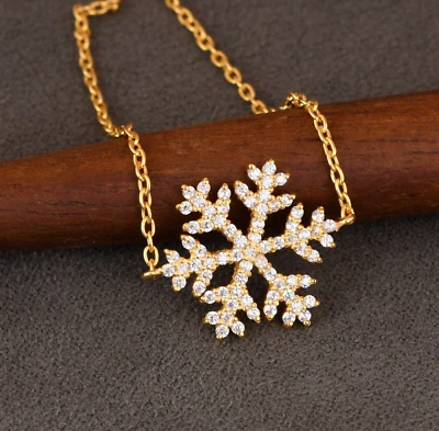 Brazalete de cadena chapado en oro estilo copo de nieve multi pavé circón para mujer Foto 1 de 4