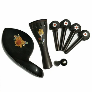 Violín eléctrico para violín 4/4 ébano reposacabezas clavija con incrustaciones flor - Imagen 1 de 1