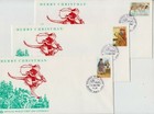 1986 Christmas set of 3 stamps on matching set 3 WCS Wesley cachet FDCs uncommon
