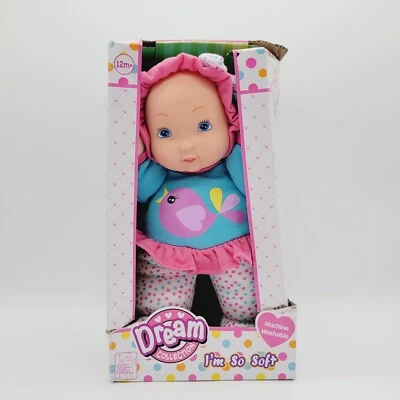 I'M SO SOFT Bebé Niña Muñeca Rosa Rosa con Pájaro Púrpura Colección Sueño 12" Peluche Foto 1 de 4