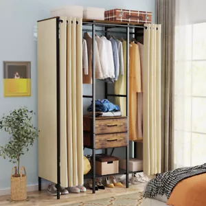 XL Groß Kleiderschrank Schwerlast Garderobe Offen Kleiderständer Mit 2 Schublade - Bild 1 von 13