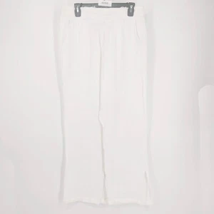 C&C California Pull On Elastic Waist High Rise Wide Leg Pants White Women's Sz L - Picture 1 of 5