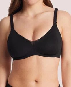 COMFELIE Born For Her Mesh V neck Seamless Plunge Bra WIRELESS 2XL Plus Black - Picture 1 of 7