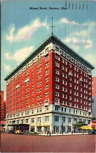 Miami Hotel Dayton Ohio Leinen Postkarte - Bild 1 von 2