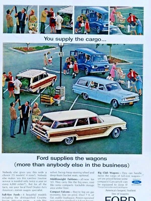1963 Ford Station Wagons & Van Falcon Club Vintage Original Print Ad 8.5 x 11" - Image 1 of 4