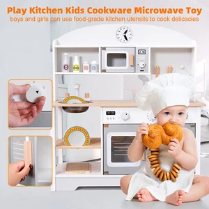 Play Kitchen Kids Cookware Microwave Toy Gift Play Set For Boys Girls Age 3-8 - Picture 1 of 17