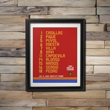 Spain World Cup Champions 2010 Soccer Poster - Starting 11 Poster - Spain Flag