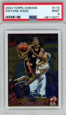 2003 Topps Chrome Dwyane Wade Miami Heat Rookie RC #115 HOF NBA PSA 9 MINT - Image 1 of 2