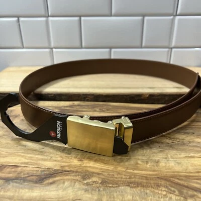 Cinturón Mission Hombre Marrón Talla 34 Corte A Ajuste Hebilla Tono Dorado NUEVO Foto 1 de 4