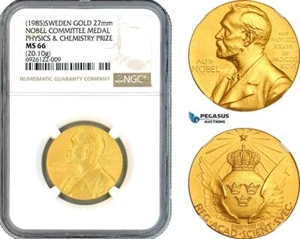 A10-721, Sweden, Gold Medal, Alfred Nobel, Nobel Committee Medal, NGC MS66, Top! - Picture 1 of 1