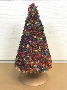 Unique 10" Vintage Beaded Sequin Christmas Tree Table Top MCM - Picture 1 of 10