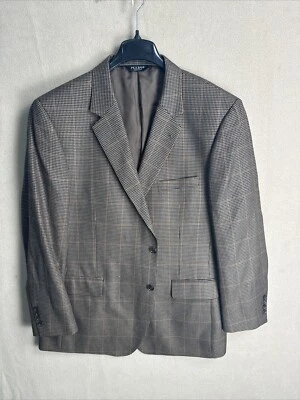 Casaco esportivo Jos A Bank Signature 48R seda cabelo de camelo preto marrom Houndstooth 2BTN - Imagem 1 de 4