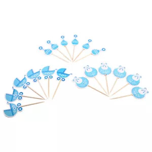 Babyparty Cupcake Topper 18 Stück Geburtstag Cupcake Auswahl Geschlecht Blau - Es ist ein Junge - Bild 1 von 5