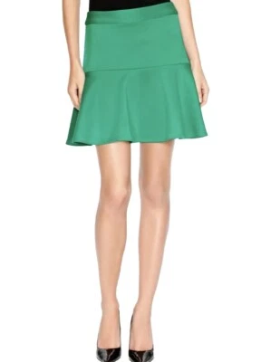 Falda corta elástica Forenza para mujer talla 4 verde esmeralda con volantes Foto 1 de 4