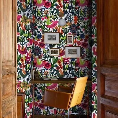 Экологичные обои с птицами и цветами на бумажных листах сделано в Италии - Изображение 1 из 4