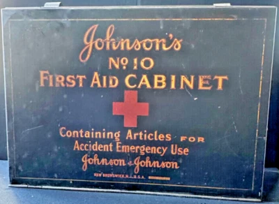 Johnson & Johnson First Aid Cabinet Antique Tin - Image 1 of 4