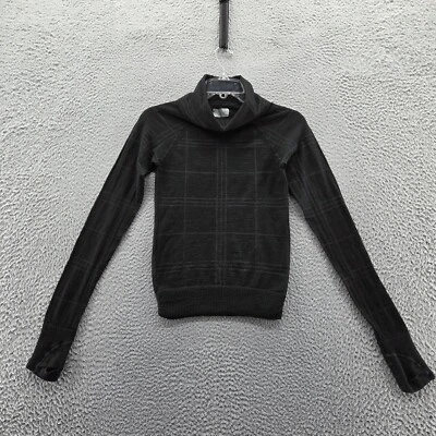 Top Athleta Mujer Remarkawool Capucha Cuello XS Gris Negro Cuadros Manga Larga Foto 1 de 4