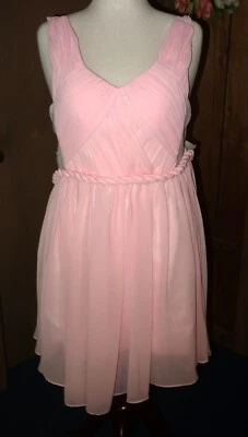 Vestido de novia de chifón sin mangas rosa claro hecho a mano para damas 6 Foto 1 de 4