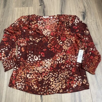 NEW Sunny Leigh Soft Surroundings V Neck Blouse Size XL Colorful Animal Print - Image 1 of 4