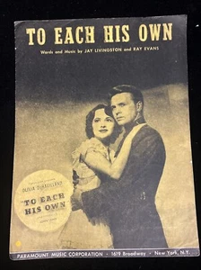 Vintage 1946 To Each His Own Sheet Music Olivia Dehavilland John Lund - Picture 1 of 3