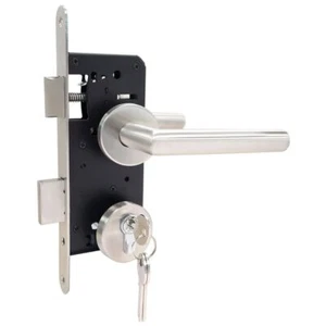 SET: EINSTECKSCHLOSS GARTENTÜR RE/LI  EDELSTAHL GRIFFE + ROSETTEN + 3 SCHLÜSSEL - Bild 1 von 5