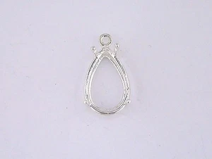 Pear Shape 4 Prong Wire Mount Dangle Setting Sterling Silver   - Picture 1 of 2