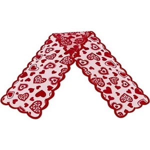 Valentines Day Decor Table Runner, 13 x 72Inch Red Lace Table Runner,1724 - Picture 1 of 6