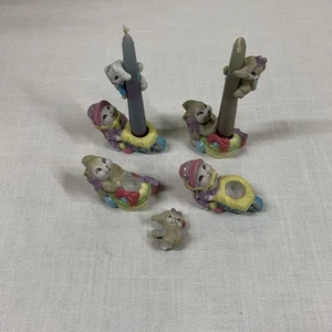 Giftco Easter Bunnies Candle Holders Climbers 7 Pieces Ceramic Vintage - Picture 1 of 3