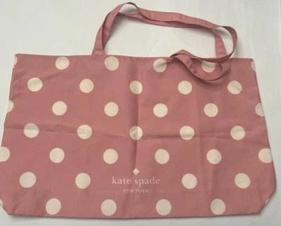 KATE SPADE PINK POLKA DOT COTTON CANVAS TOTE BAG. NEW - Image 1 of 4