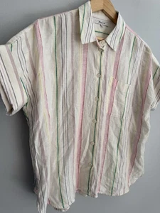Madewell Leinenmischung Regenbogen Streifen Knopfleiste Hemd Damen S Farbe Lighthouse - Bild 1 von 9