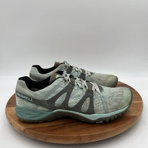 Size 10 Merrell Womens Hex Q2 E Mesh Bleached Aqua Hiking Sneakers Shoes J12396 - Picture 1 of 12