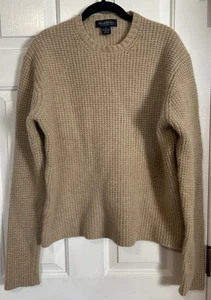 Brooks Brothers Waffle Merino Wool Cashmere Blend Sweater Womens Size XL Beige - Picture 1 of 6