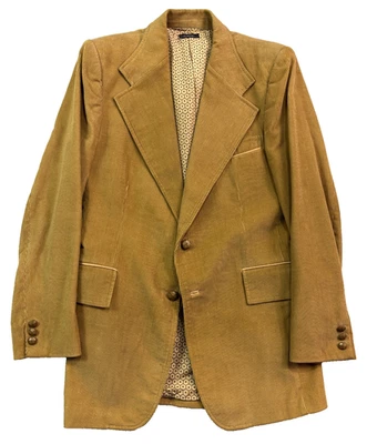 Blazer Chaqueta Vintage Años 70 40L Tostado Pana Traje Deportivo Abrigo Cordón Solapa Ancha Retro Foto 1 de 4