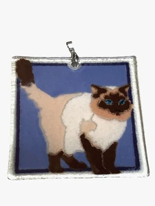 VTG RARE Peggy Karr Fused Glass RAGDOLL Cat Art Glass FANTASTIC ART WORK 18K GP - Picture 1 of 16