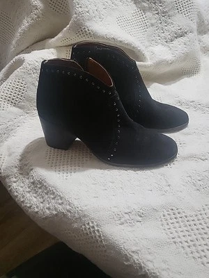 Frye Ankle Boots 9B, Black Suede & Metal Studs Accents Pre-owned - Image 1 of 4