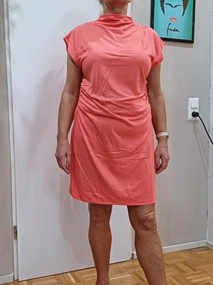 Stretchkleid Minikleid orange Gr. 48 50 Kleid kurz gerafft Sommer Stehkragen - Bild 1 von 4