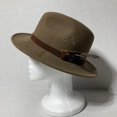 Sombrero Country Gentleman Mediano Fedora 100% Lana Lite Fieltro Pluma Acento Hecho en EE. UU. Foto 1 de 4