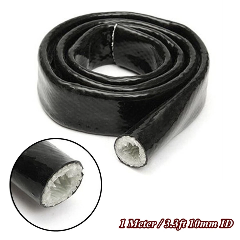 10mm ID New Black Braid Fire Sleeve Flame Heat Shield Fit For 6AN Oil Fuel Lines - Image 1 of 4