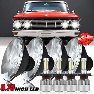 DOT 4PCS 5 3/4" 5.75" GLASS LED Headlights Angel Eyes High Low Beam for Mercury - Image 1 of 4