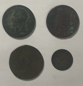 Lot of 4 coins Unknown European most likely United Kingdom 3 copper & 1 Silver? - Picture 1 of 24