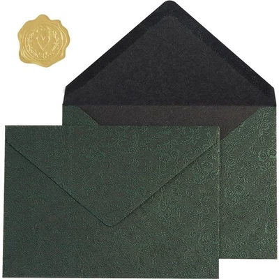 50 Pieces A7 Envelopes 5x7 Dark Green Flower Pattern Luxury Mailing Envelopes... - Image 1 of 4