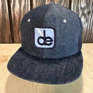 Vintage Blue Denim Trucker Hat Snapback Cap Made in USA DE Patch 70s 80s - Picture 1 of 13