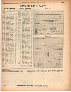 Druckanzeige Savage Modell 29 & 1925 25 Gewehr Teileliste von 1937 - Bild 1 von 2