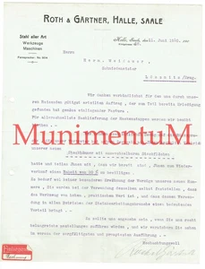 Werkzeuge + Maschinen Roth & Gärtner HALLE / Saale Offerte Rechnung 1910 F421 - Bild 1 von 1