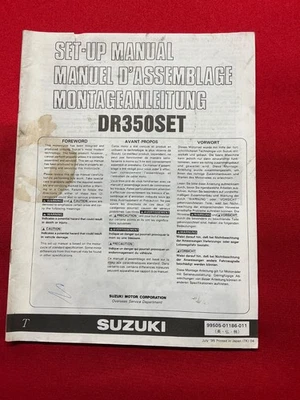 NOS GENUINE SUZUKI WORKSHOP SET UP ASSEMBLY MANUAL DR 350 DR350SET SET 1995 - Image 1 of 3