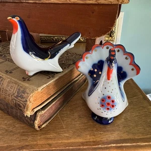 Salero y pimentero ruso vintage Lomonosov pavo real pavo real - Imagen 1 de 8