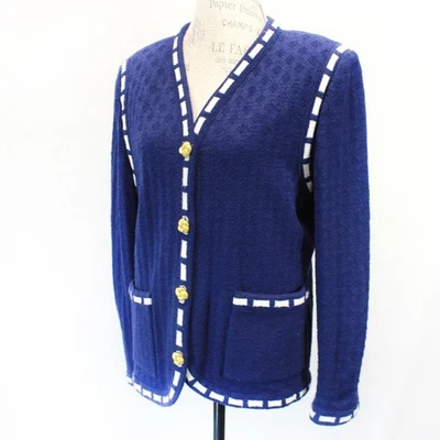 Jaqueta Blazer Castleberry I.Magnin Vintage Tweed Azul Royal Old Money Tamanho 14 L - Imagem 1 de 4