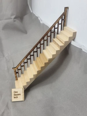 Half Scale 1/24  STAIRS #1 Left  fits 5" ceilings  - dollhouse miniature USA - Image 1 of 2